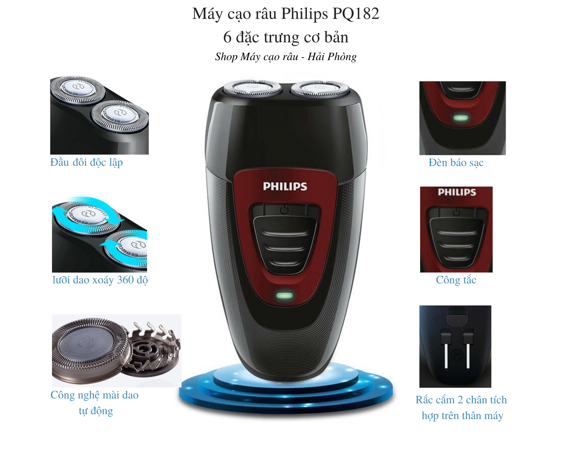 Máy Cạo Râu Philips Pq182 - Pin Sạc - Bh 2 Năm