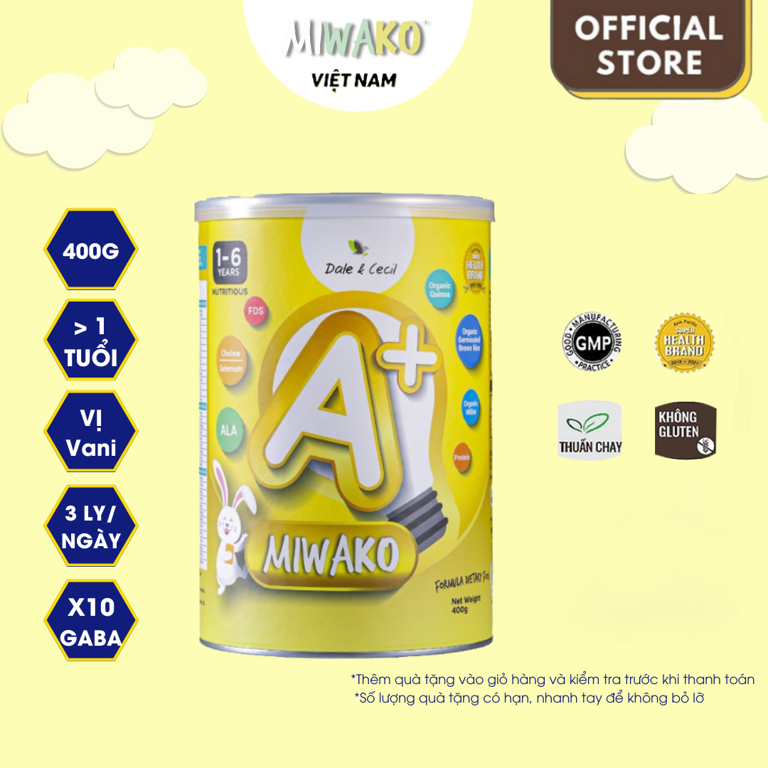 Sữa Miwako A+ Vị Vani Hộp 400g Dinh Dưỡng Hoàn Chỉnh Phát Triển Trí Não - Miwako Việt Nam