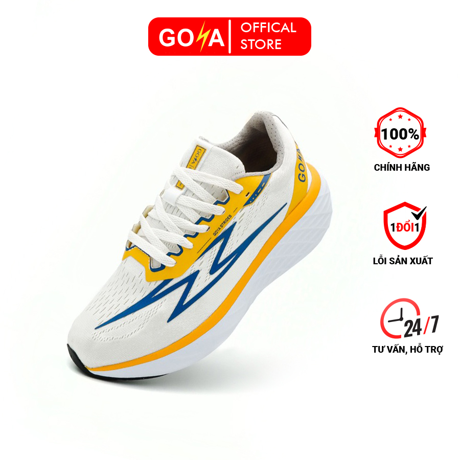 Giày thể thao chạy bộ nam nữ Goya Strides 1 2024 màu vàng trắng