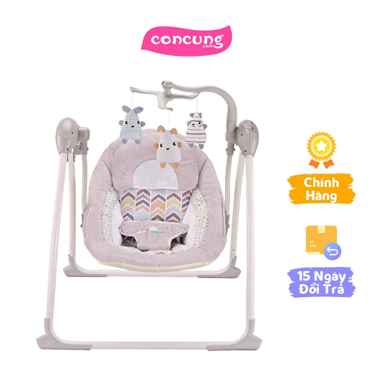 Ghế rung xích đu cho bé Fitch Baby (họa tiết cầu vồng 27228)