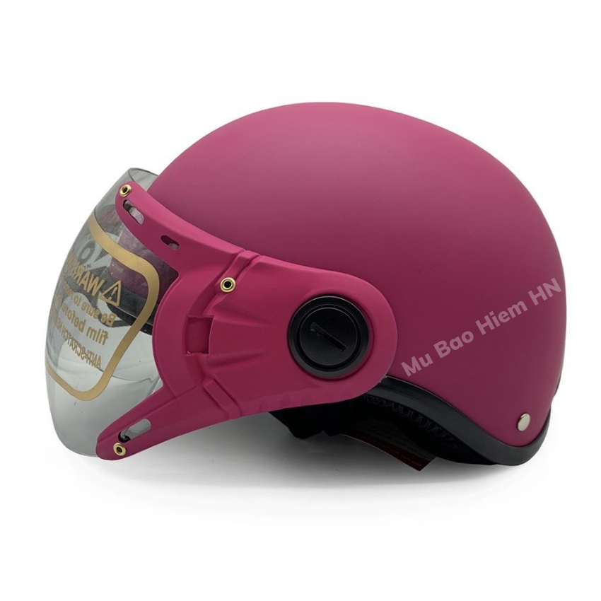 Nón bảo hiểm nữ mũ bảo hiểm nửa đầu có kính- màu hồng SUNDY chính hãng-HN