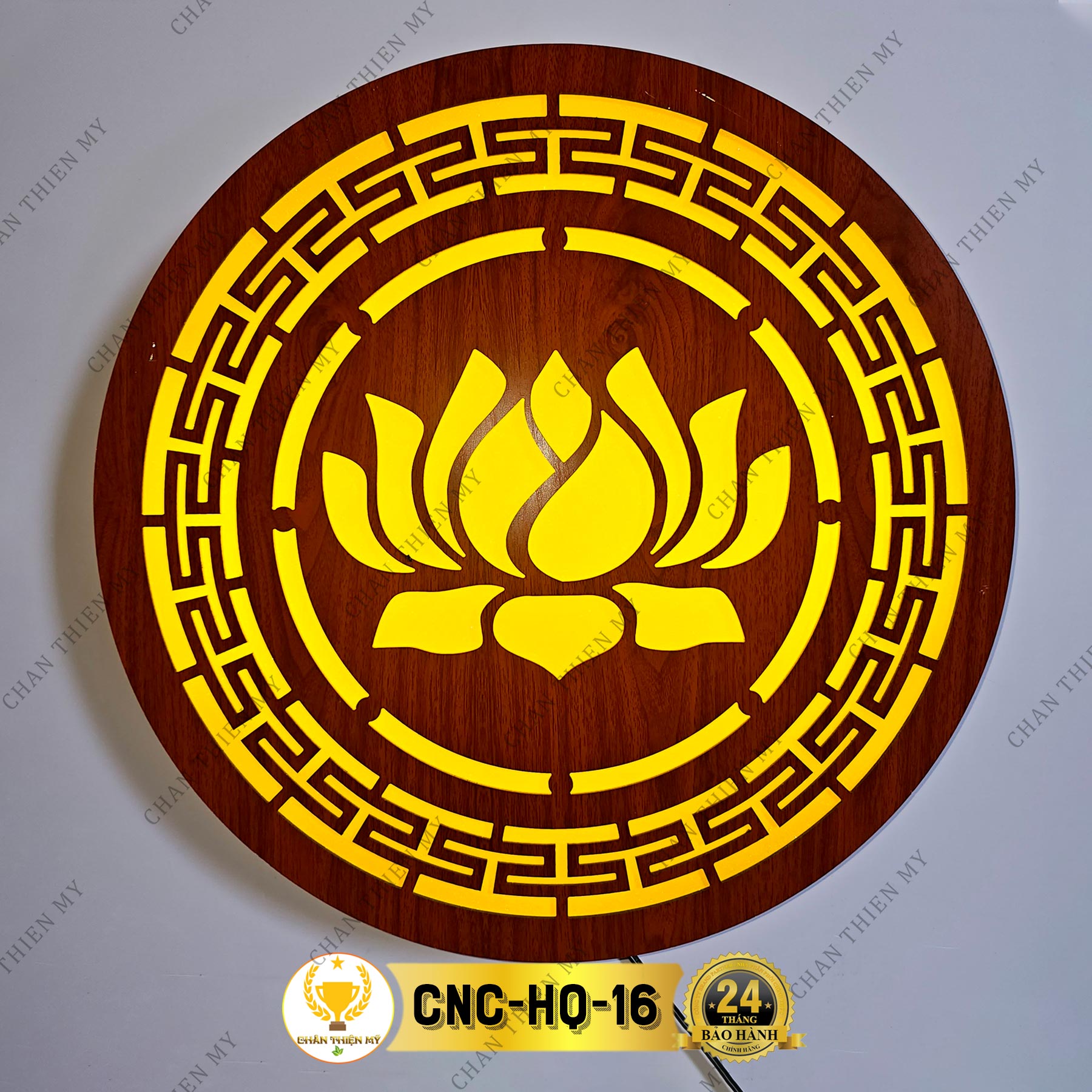 Đèn Hào Quang Cắt CNC Hoa Sen Trang Trí Bàn Thờ Treo Cùng Tượng Phật CNC-HQ-16
