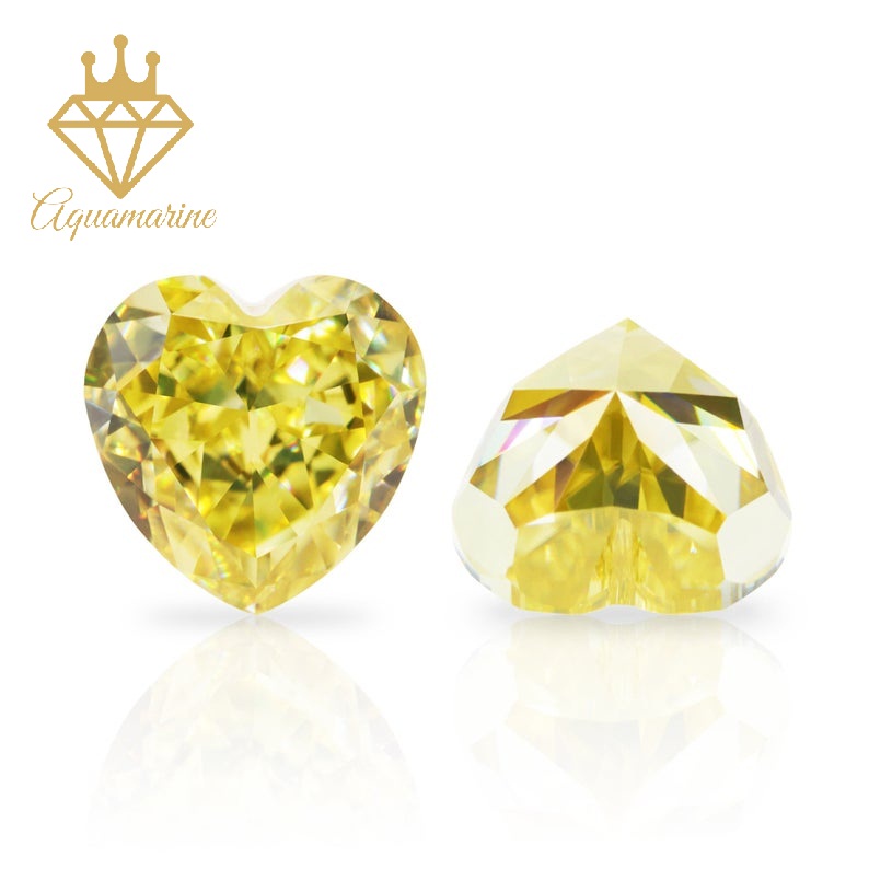 (Size 13 ly) Kim cương nhân tạo Moissanite giác cắt Heart màu vàng vivid