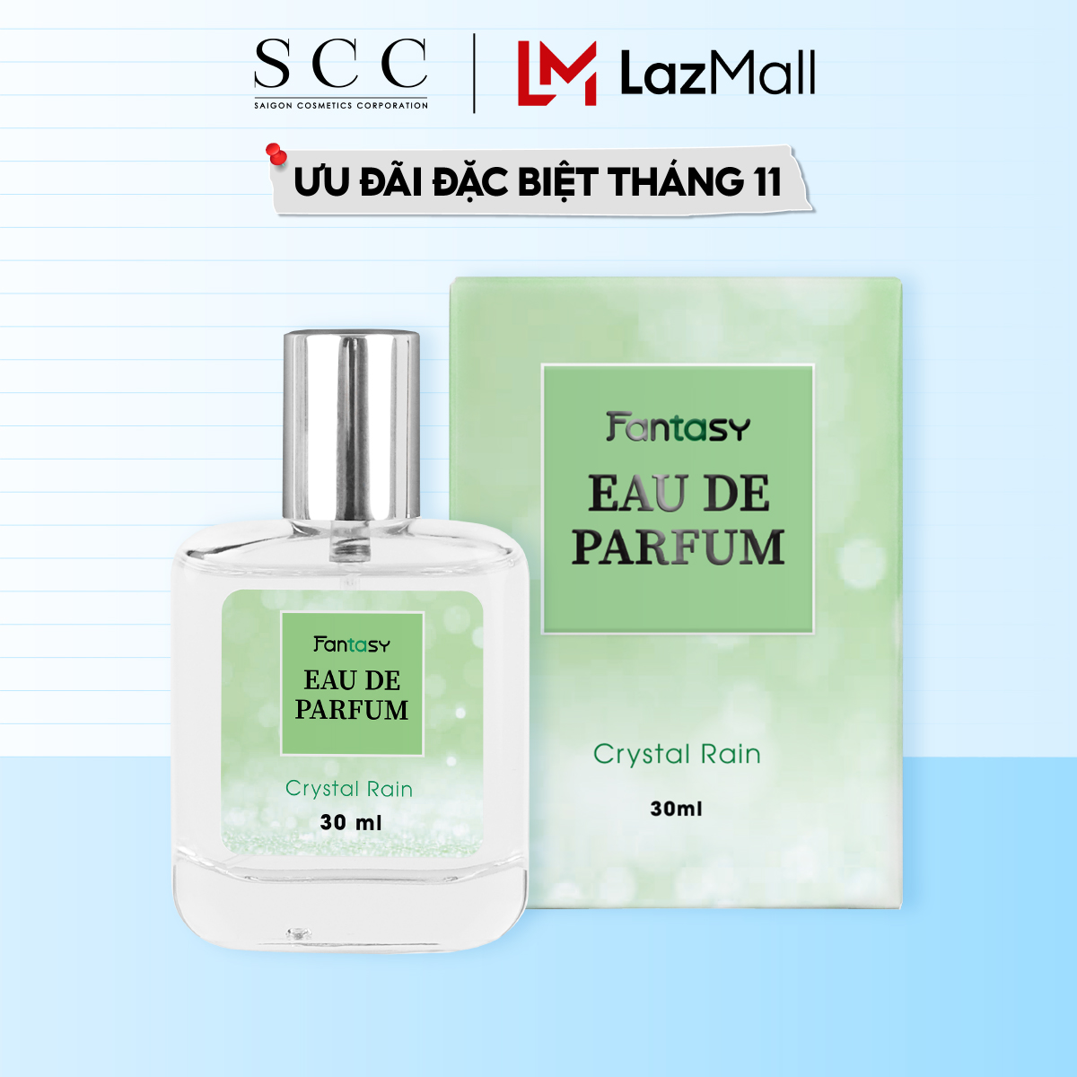 Nước hoa nữ Fantasy cho học sinh sinh viên - Crystal Rain hương tươi mát 30ml