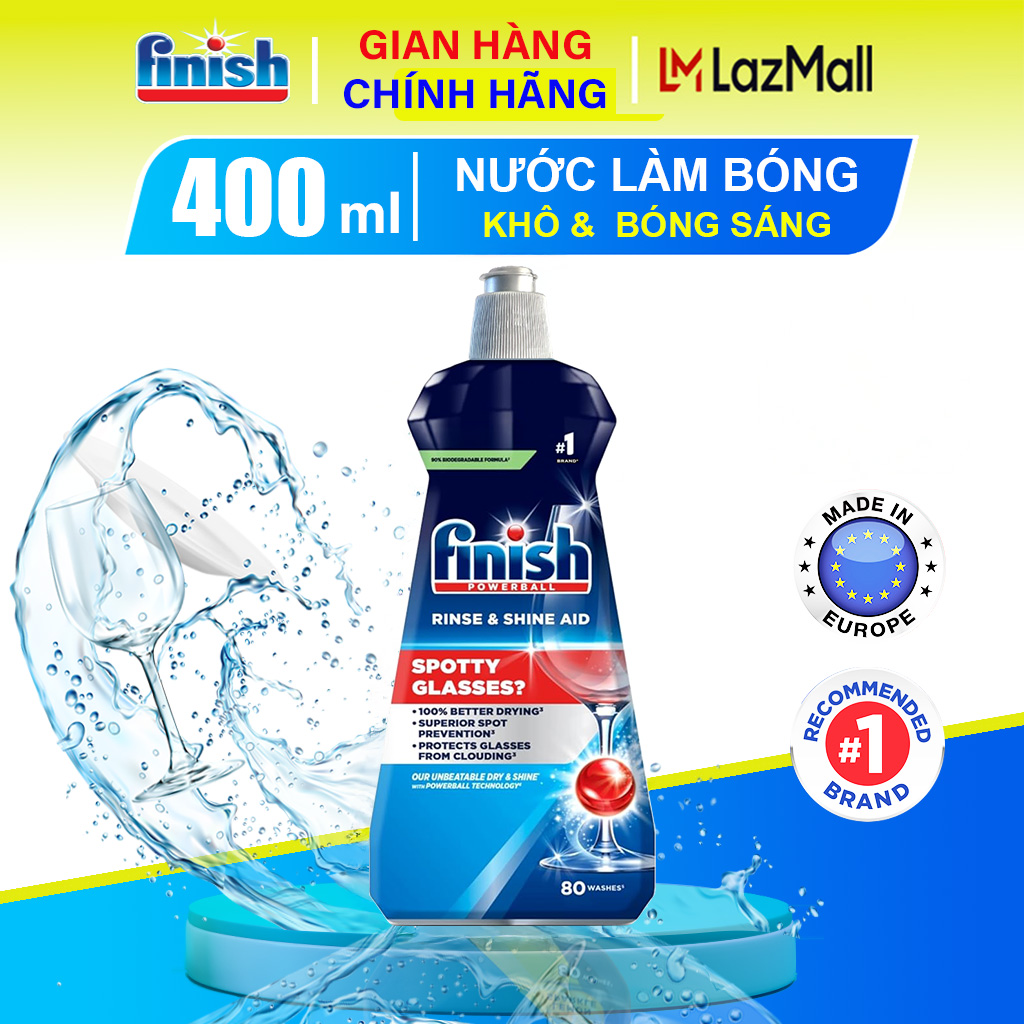 Dung dịch làm bóng chén bát Finish chai 400ml sử dụng cho máy rửa bát - Nước làm bóng Finish 400 ml 