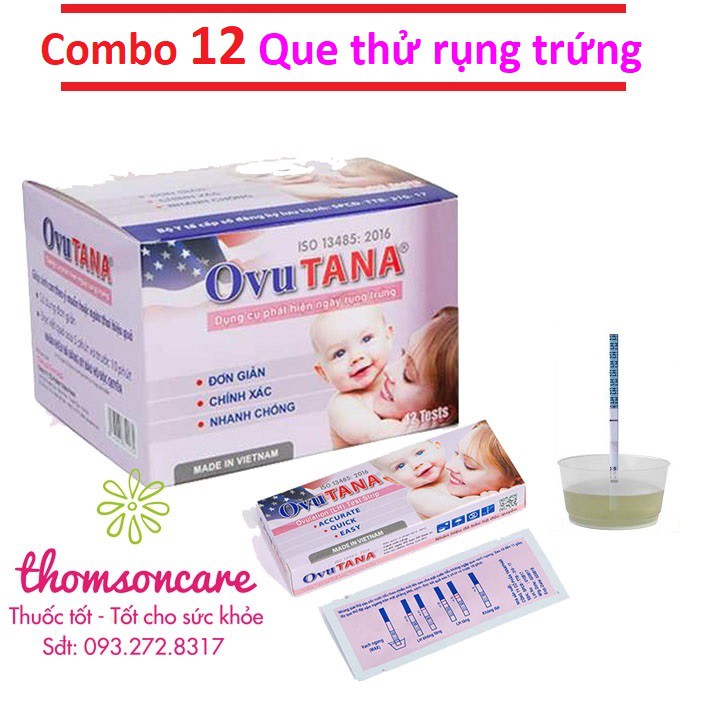 Hộp 12 que thử rụng trứng Ovutana của tanaphar xác định thời điểm trứng rụng