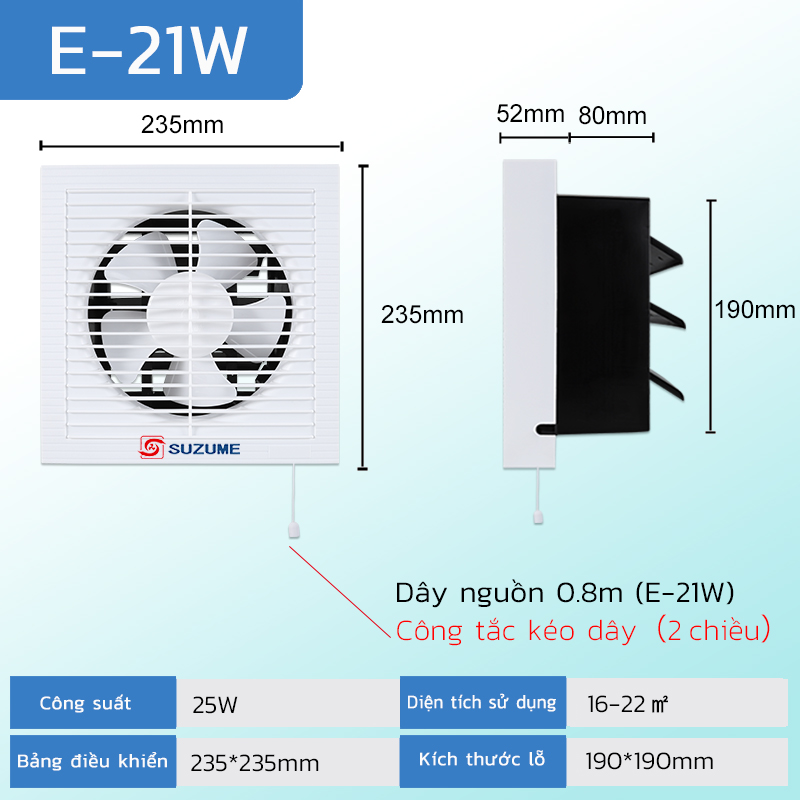 2 chiều Quạt thông gió /Quạt hút mùi nhà bếp /phòng ngủ/nhà tắm /Quạt hút gắn tường 6/8/10 inc
