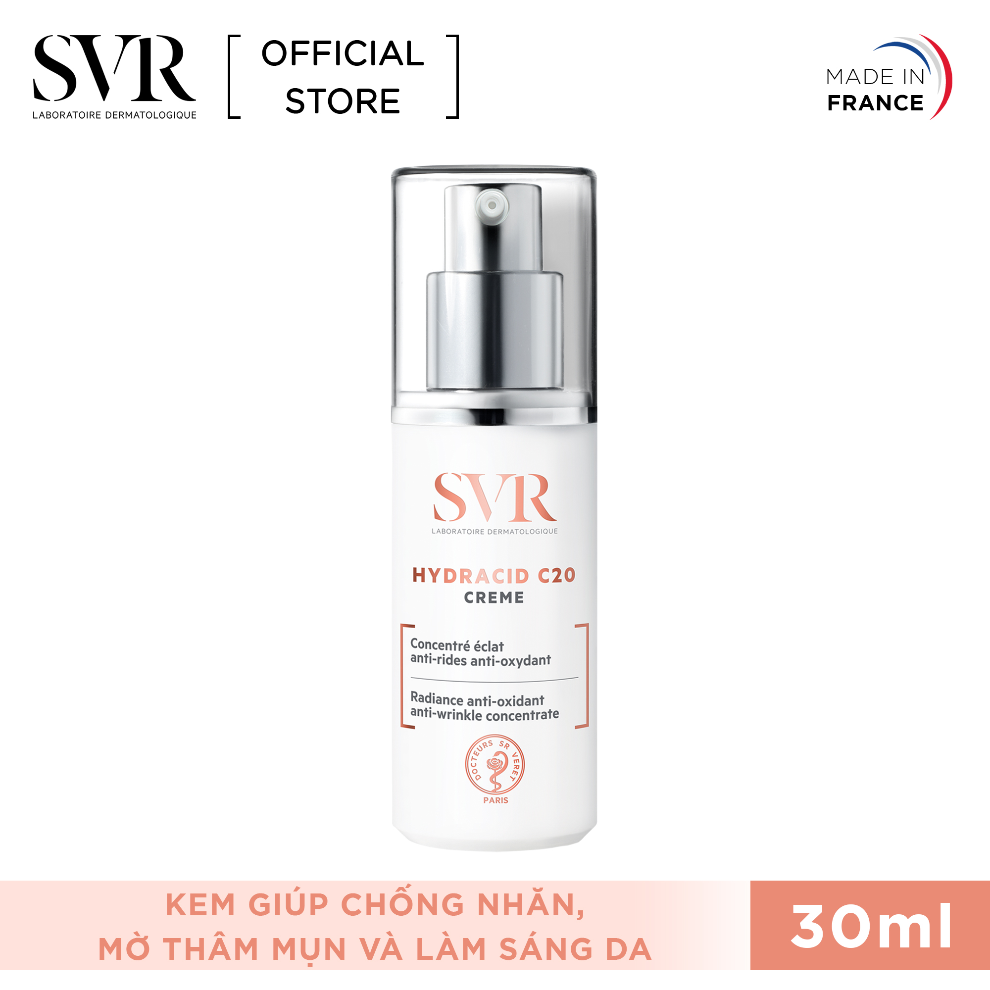 Kem Dưỡng Trị Thâm Giảm Nếp Nhăn Svr Hydracid C20 Créme