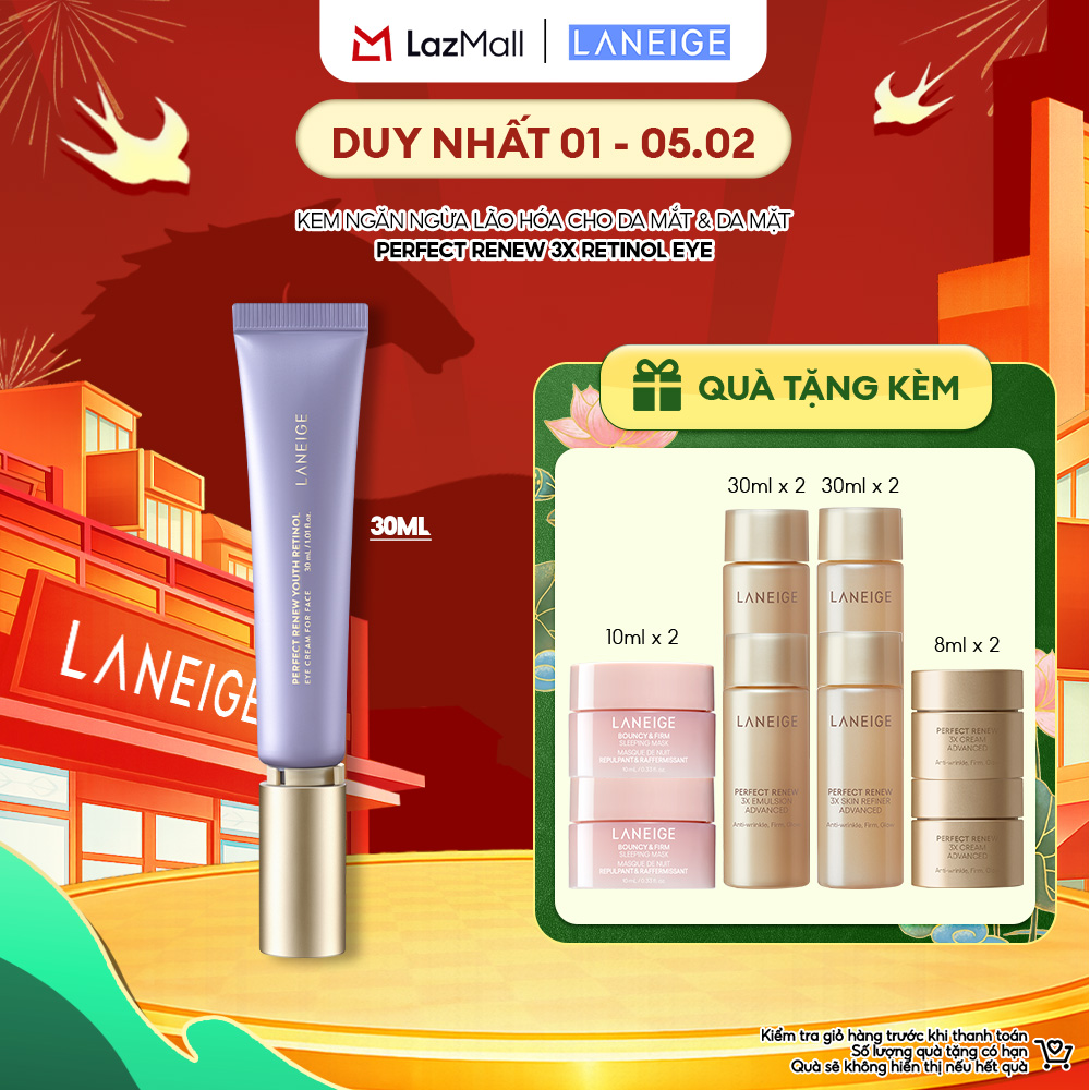 Kem ngăn ngừa lão hóa chứa Retinol cho da mắt và da mặt LANEIGE Perfect Renew Youth Retinol Eye Crea