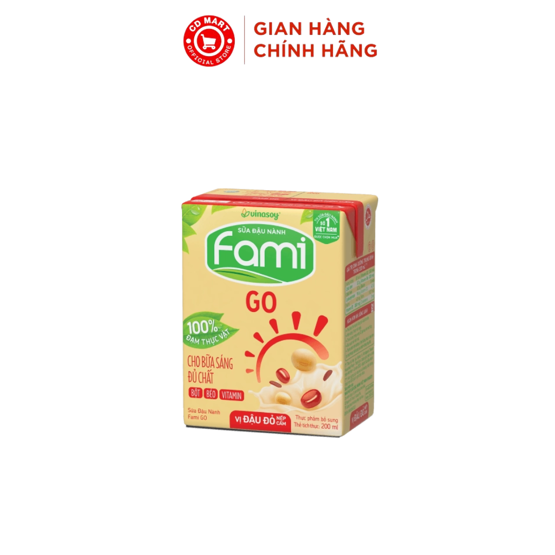 Lốc 6 hộp sữa đậu nành FAMI Go đậu đỏ nếp cẩm (200ml)