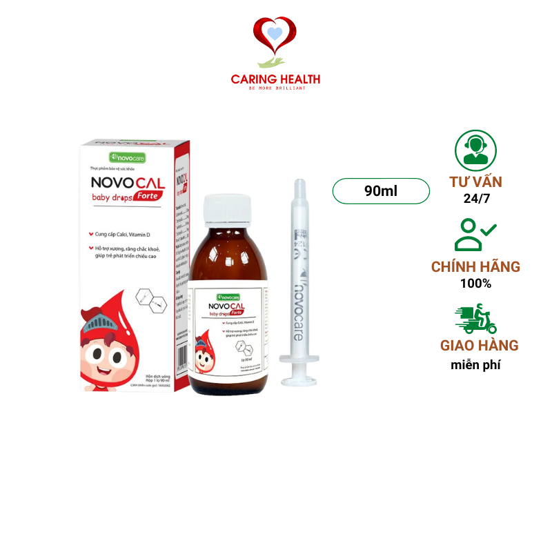 Canxi cho bé Novocal Baby Drops Forte - calci sữa bổ sung calci D3 cho bé giúp xương chắc khỏe tăng 