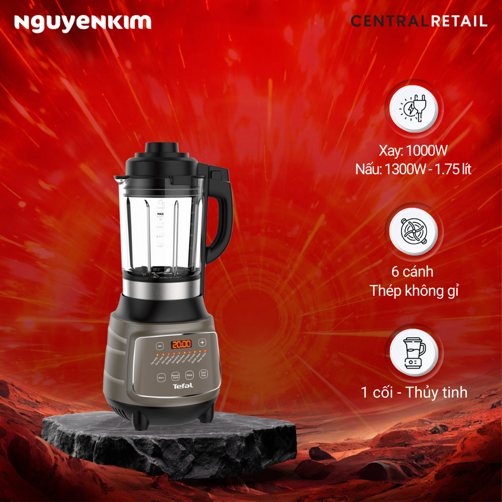 Máy làm sữa hạt Tefal BL967B66 - 1.75L, Đen, 1300W