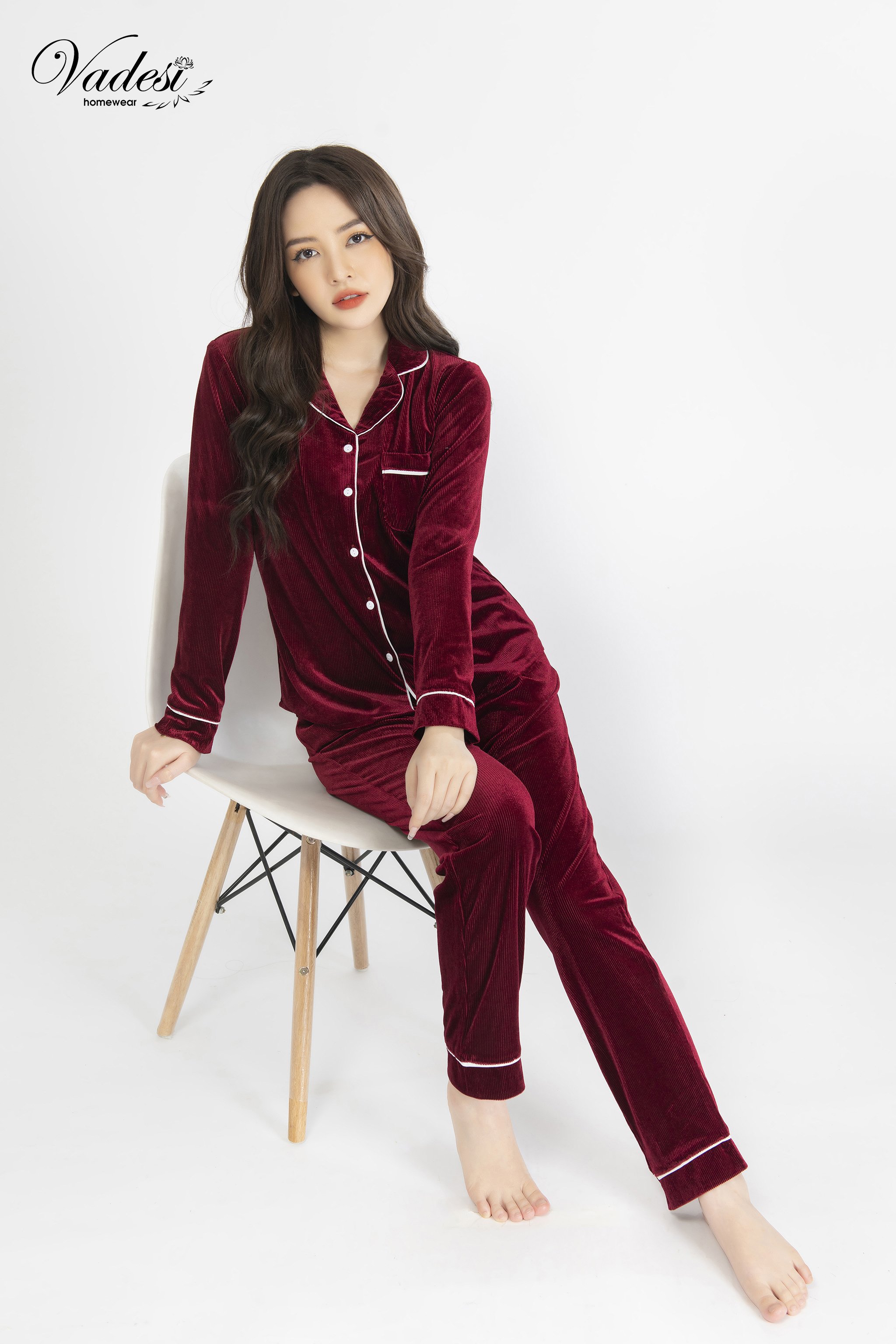 Đồ Ngủ Nữ Bộ Pijama Dài Tay Tay Nhung Tăm Cao Cấp Mùa Đông Mặc Nhà Sau Sinh Đẹp Mềm Mại Giữ Nhiệt Tố