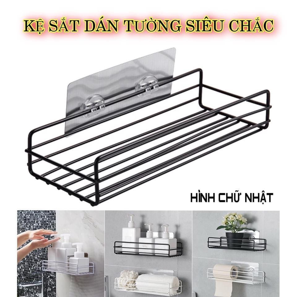 Kệ Gia Vị Hình Chữ Nhật Lưới Dán Tường Bằng Sắt Phun Sơn Tĩnh Điện Cao Cấp kệ Treo Tường Đựng Gia V