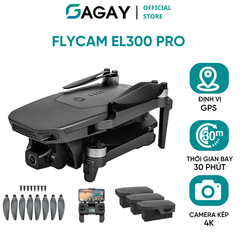 Flycam máy bay điểu khiển từ xa EL300 PLUS máy bay chụp ảnh chất lượng cao tuổi thọ pin dài GAGAY