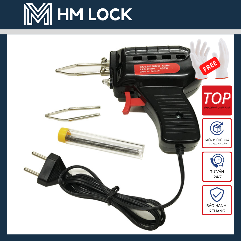 MỎ HÀN CHÌ 100W TOP DẠNG SUNG - 220V - NHẬP KHẨU ĐÀI LOAN - HÀN GẮN LINH KIỆN ĐIỆN TỬ - HM LOCK