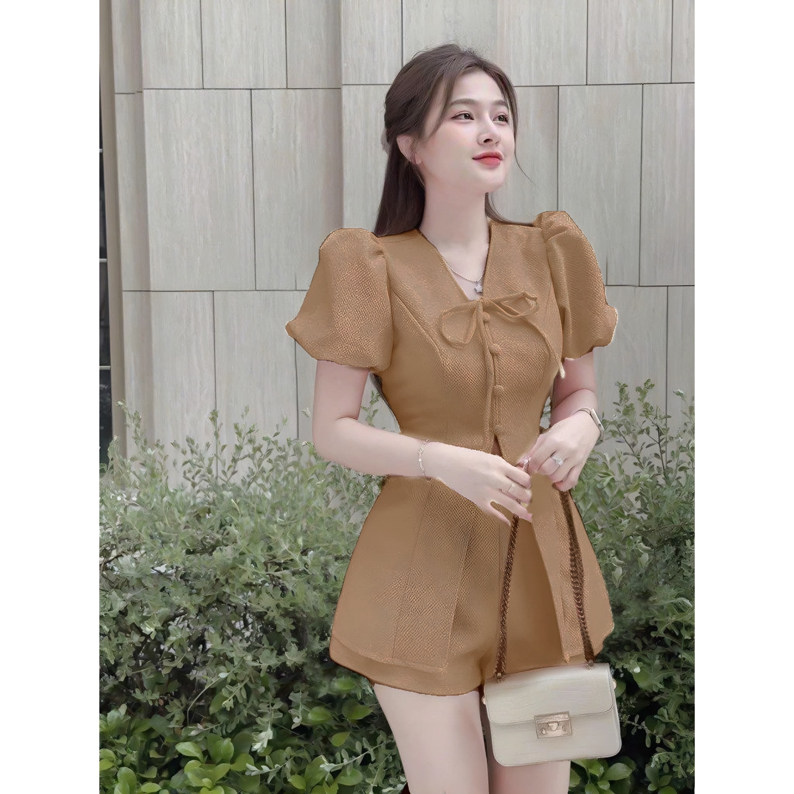 Thời Trang Nữ Bigsize 40-95Kg Set Áo Tay Ngắn Cột Dây - Quần Đùi Bo Chun Thiết Kế Dự Tiệc Giá Rẻ