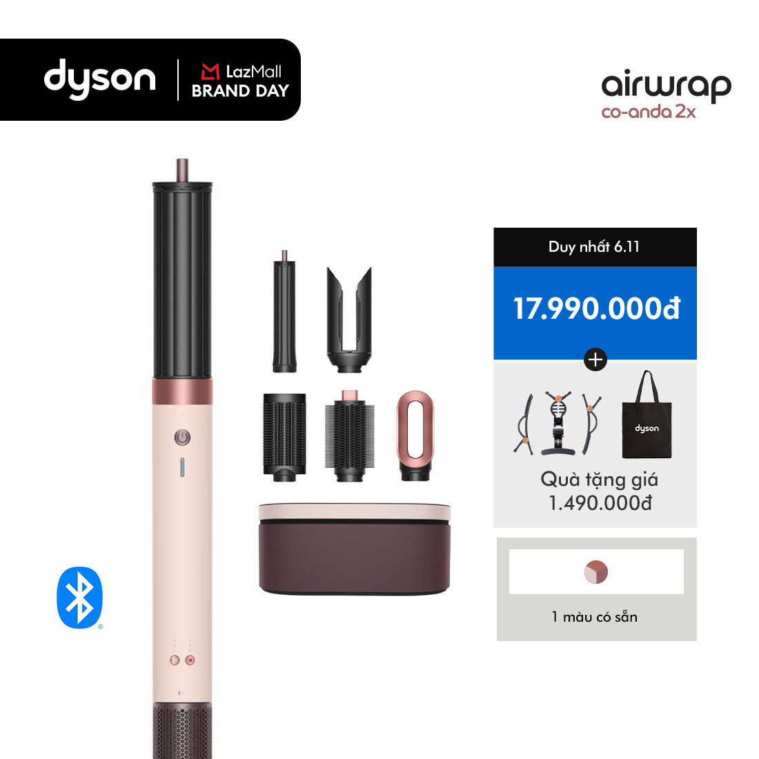 [HÀNG ĐẶT TRƯỚC 15 NGÀY] Máy tạo kiểu tóc Dyson Airwrap Coanda 2x HS09 (Ceramic pink/Rose gold)
