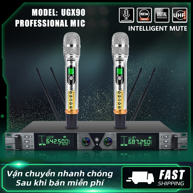 Micro karaoke không dây SHURE UGX90 có chất lượng cao chống hú tuyệt vời tự động dò sóng sạch và ứng