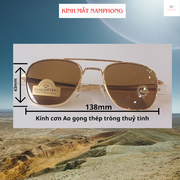 Kính Cơn Mỹ AO American Optical Gọng Kim Loại Mắt Kính Thủy Tinh