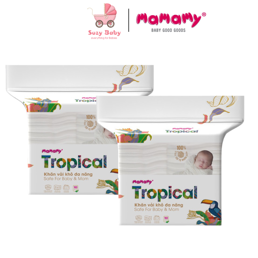 Khăn Khô MAMAMY TROPICAL 160 Tờ Khăn Vải Khô đa Năng MAMAMY TROPICAL 160 Tờ