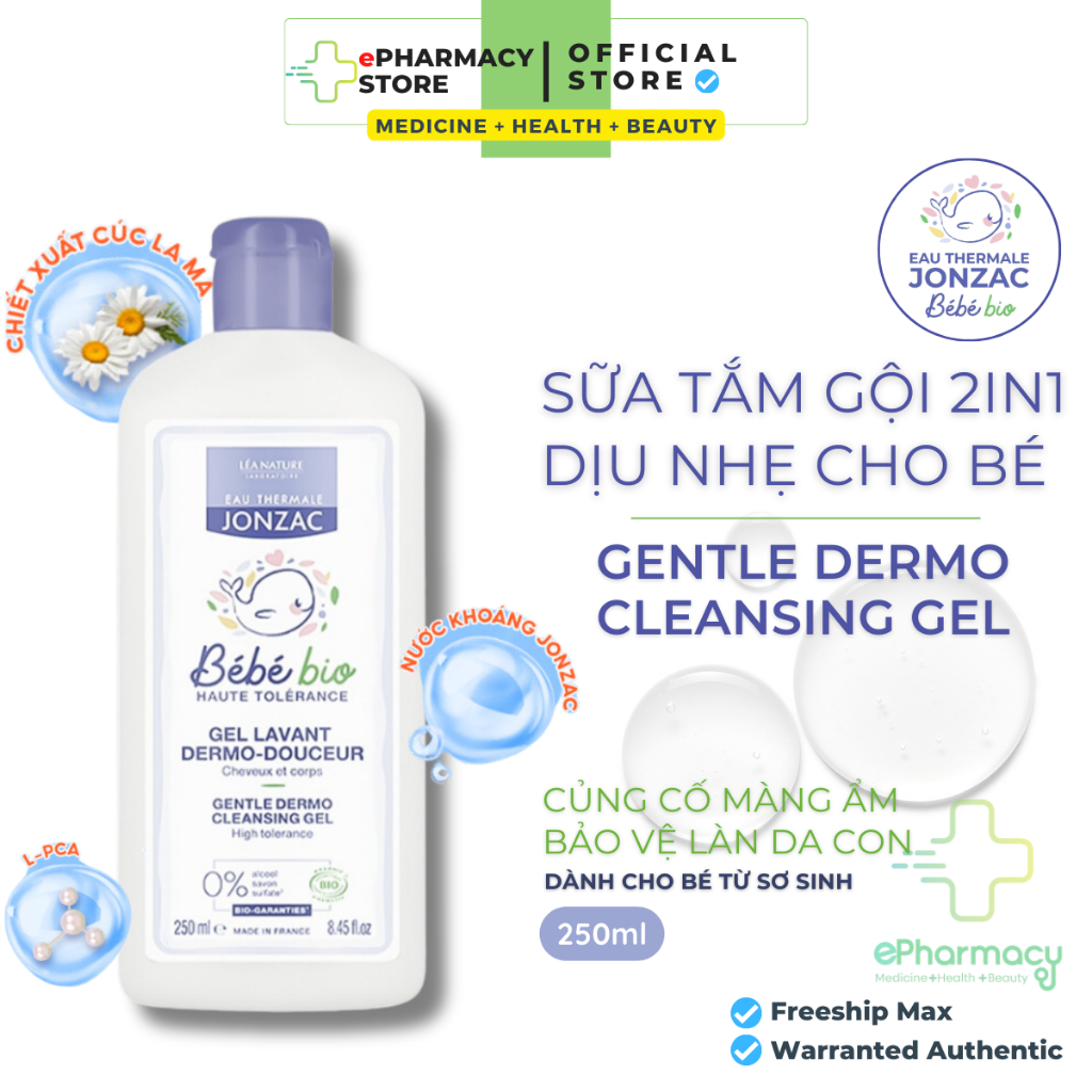 Sữa Tắm Gội Hữu Cơ Eau Thermale Jonzac Bébé Bio Gentle Dermo Cleansing Gel Dịu Nhẹ Cho Bé