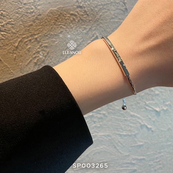 Vòng tay nữ dây rút Eleanor Accessories lắc tay khắc chữ gold bar kiểu dáng đơn giản phụ kiện trang