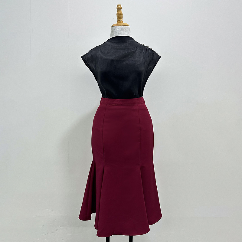 Chân váy midi cotton lạnh đuôi cá Maybi