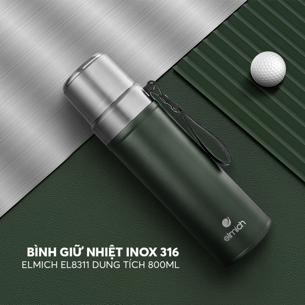 (SALE TẾT)Bình giữ nhiệt inox 316 Elmich EL8311 dung tích 800ml
