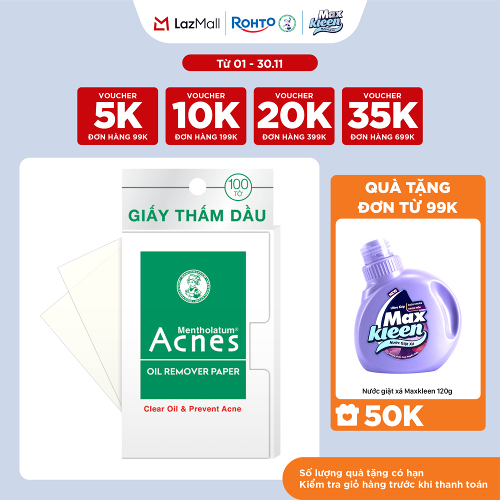 Giấy thấm dầu kiểm soát nhờn ngừa mụn Acnes Oil Remover Paper 100 tờ