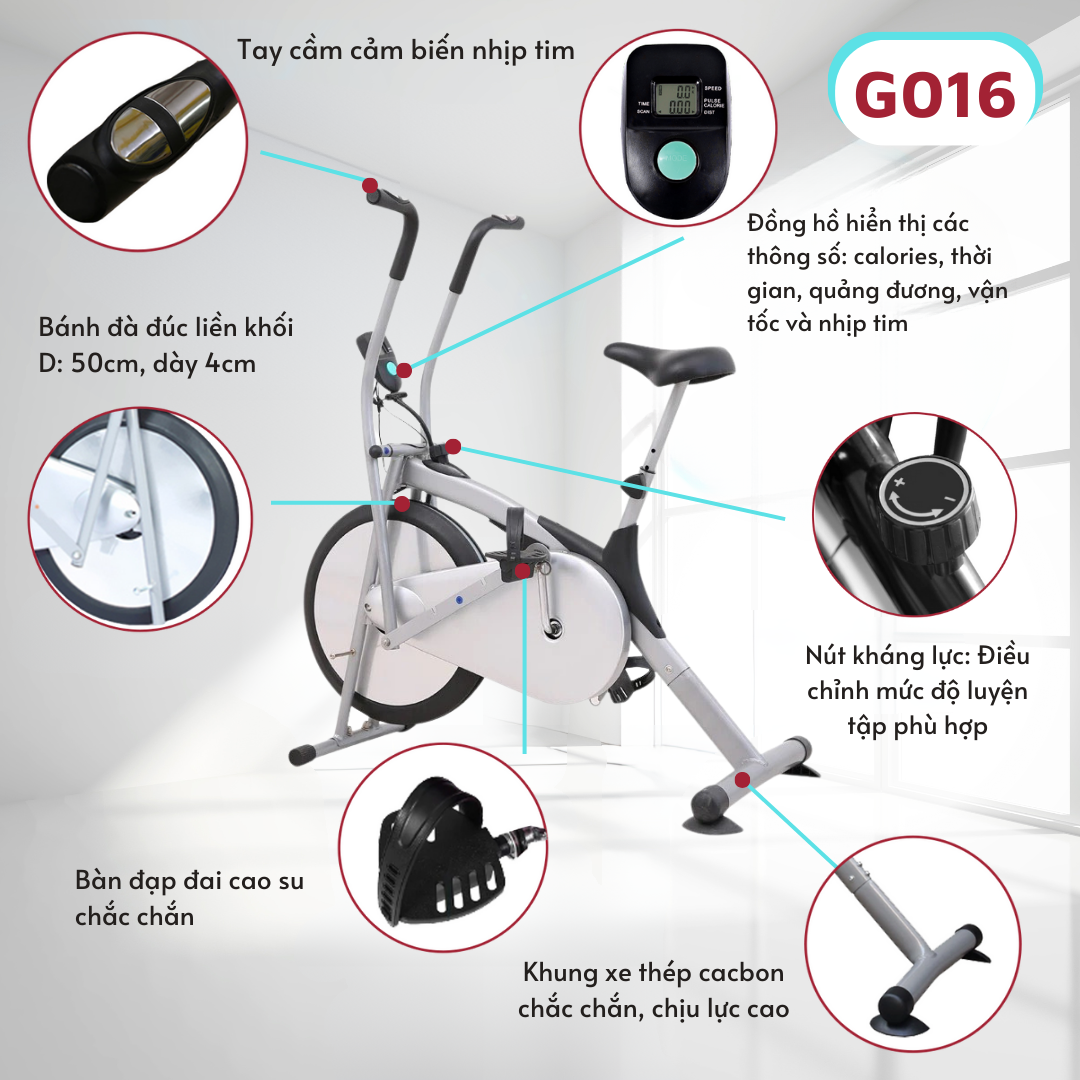 Xe Đạp Tập Gym Tại Nhà AirBike Xe Đạp Tập Thể Dục Tại Nhà Đa Năng Thế Hệ Mới Kết Hợp Cả Tay Và Chân 