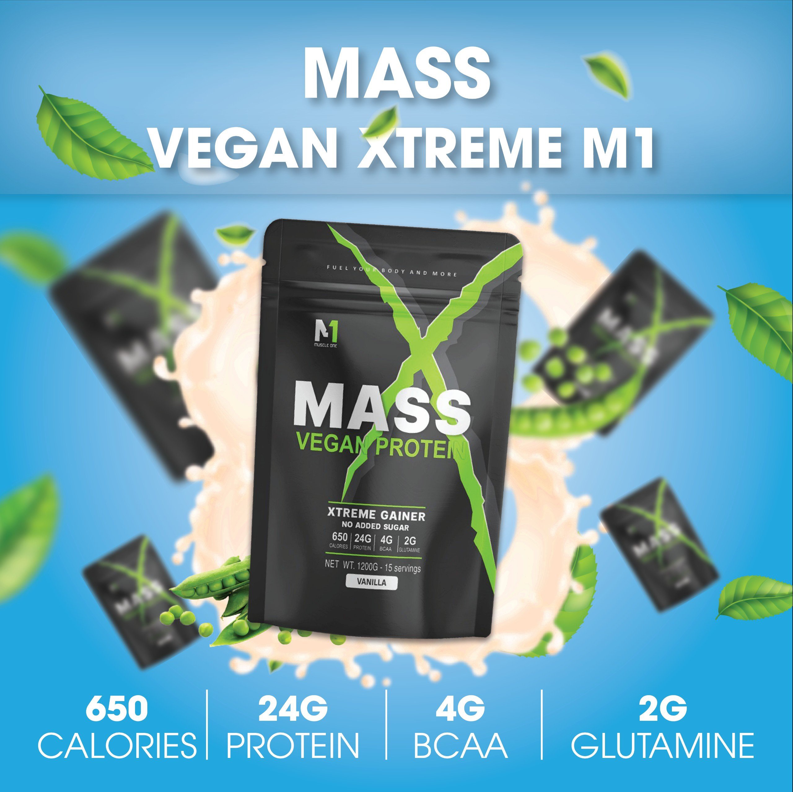 Mass vegan protein - sữa tăng cân tăng cơ thuần thực vật ( 2 túi + quà tặng)