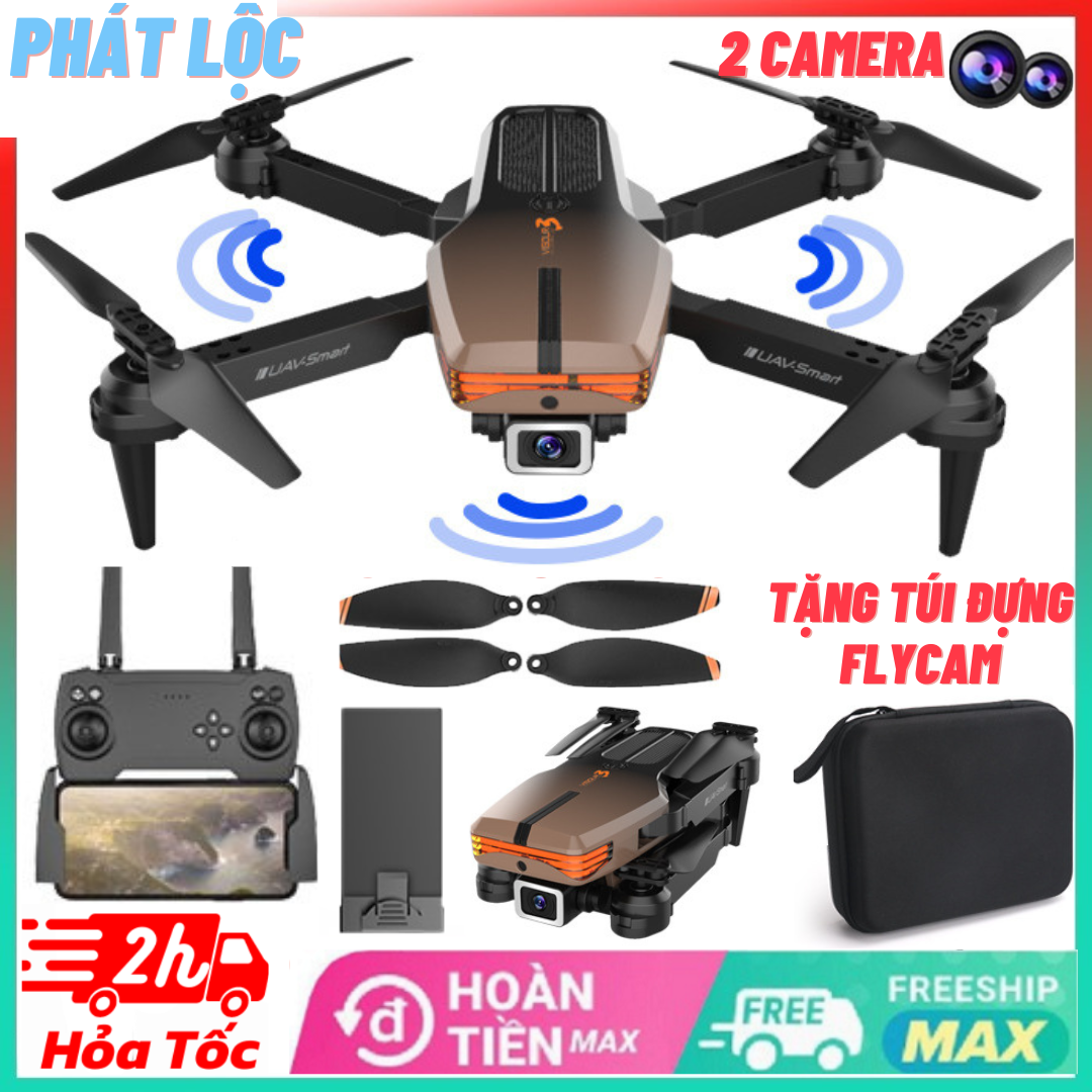 [ HOT 2022 - Bảo Hành 24 Tháng ] Flycam P10 Pro Max/ V3 Pro Có 2 Camera - Máy Bay Điều Khiển Từ Xa 4 CánhTrang Bị Cảm Biến Va Chạm 4 Chiều Play camera 4K Chống Rung Điện Tử