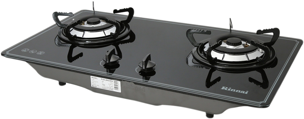 Bếp gas âm Rinnai RVB-2BG(B)N - 710x410mm, Kính cường lực, 2 đầu đốt đồng thau