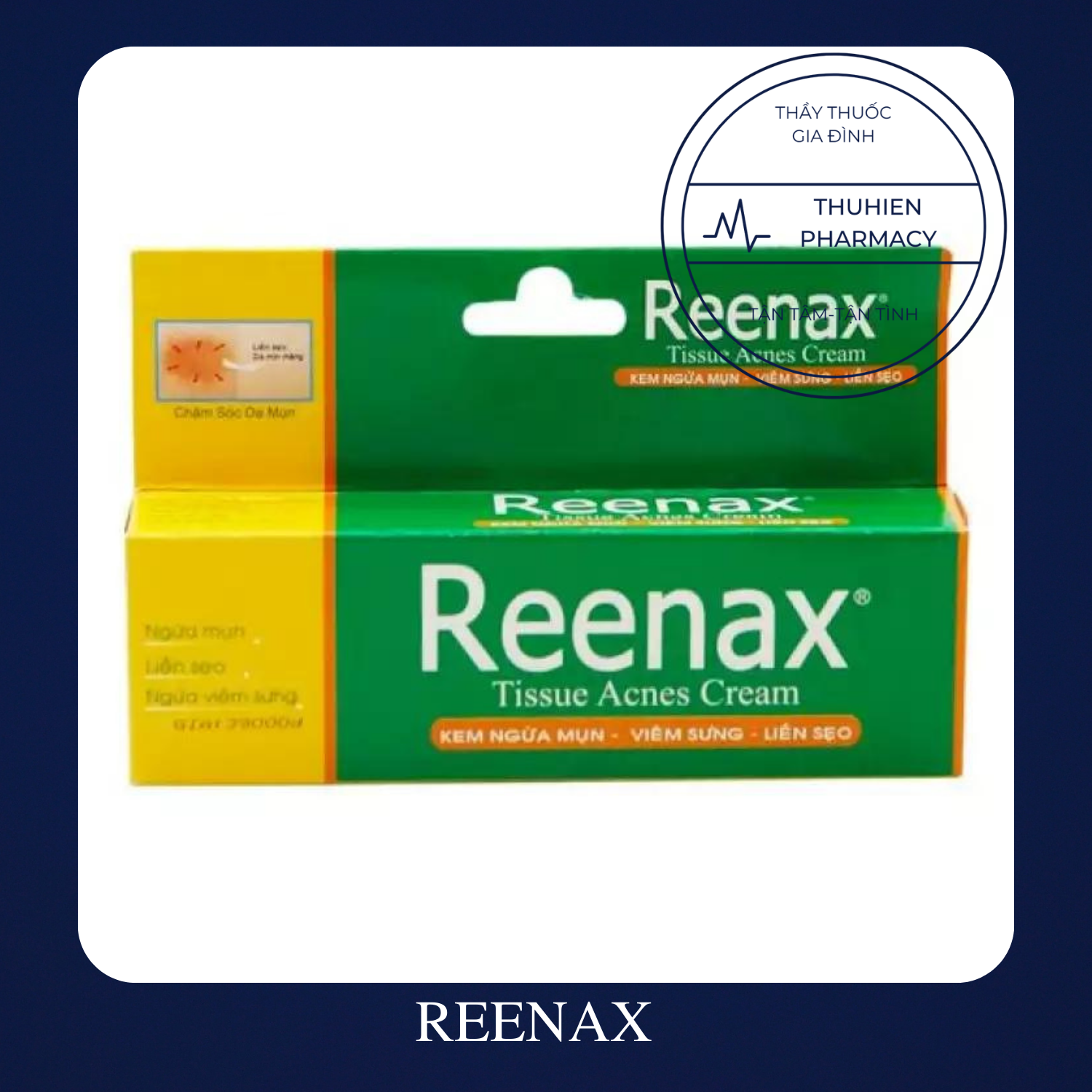 Reenax Tissue Acnes Cream - Ngừa Mụn Viêm Sưng Liền Sẹo (Tuýp 5Gr)