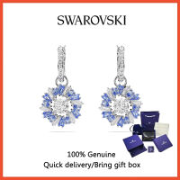 ♈Swarovski♈ Womens Fashion Earrings S925 Sterling Silver Mixed Cut Flowers Blue Crystal Gemstones Idyllic Drop Earrings Valentines Day Gift Birthday Gift