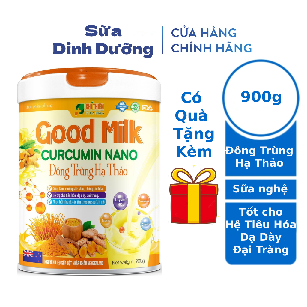 Sữa Đông Trùng Hạ Thảo Sữa nghệ Nano Curcumin 900g dành cho người gặp vấn đề về tiêu hóa dạ dày đại 