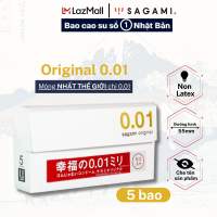 Bao cao su Sagami 001 - Siêu mỏng - Non Latex - Hộp 5 chiếc baocao su