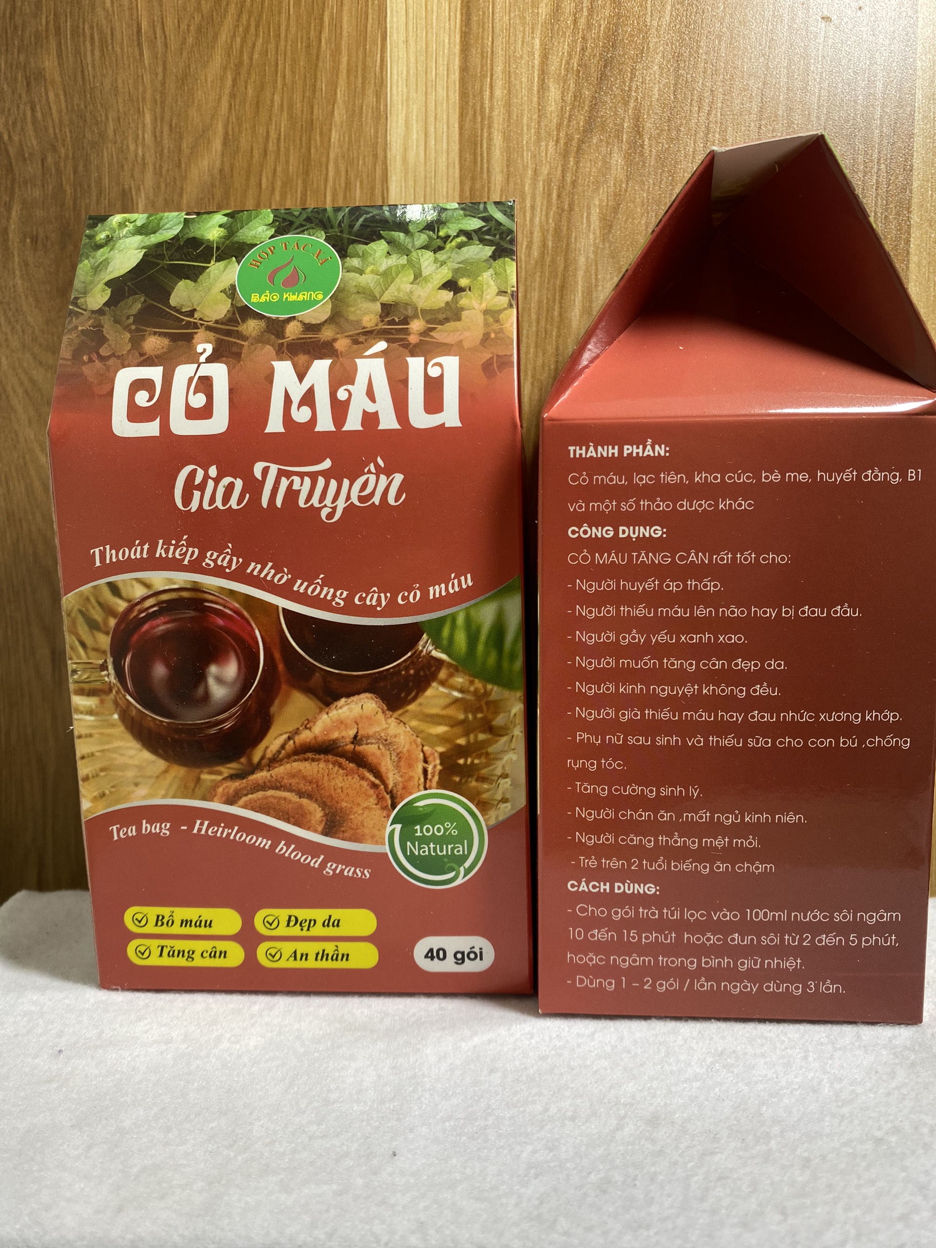 Combo 2 hộp trà túi lọc cỏ máu tăng cân Bảo Khang trà cỏ máu túi lọc tăng cân kém ăn dành cho người 