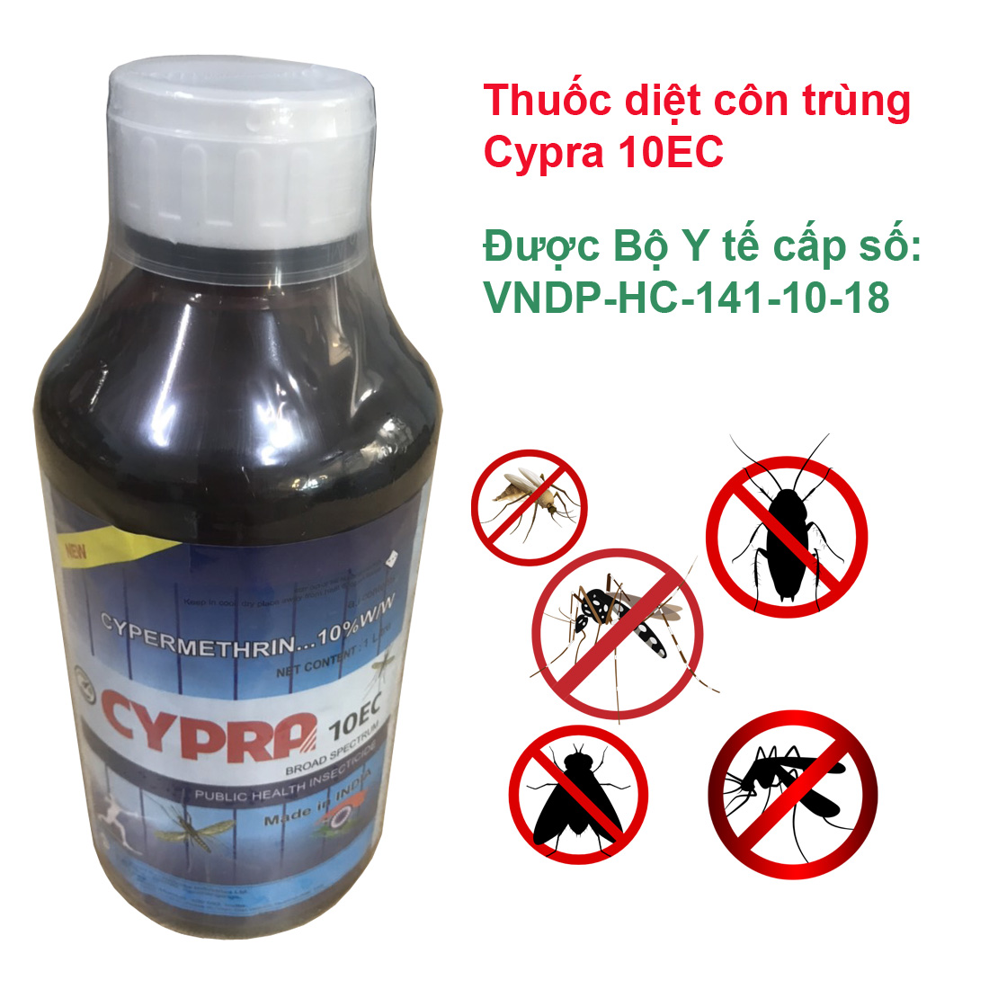 Thuốc diệt côn trùng Cypra 10EC - Thuốc phun muỗi chai 1 Lít
