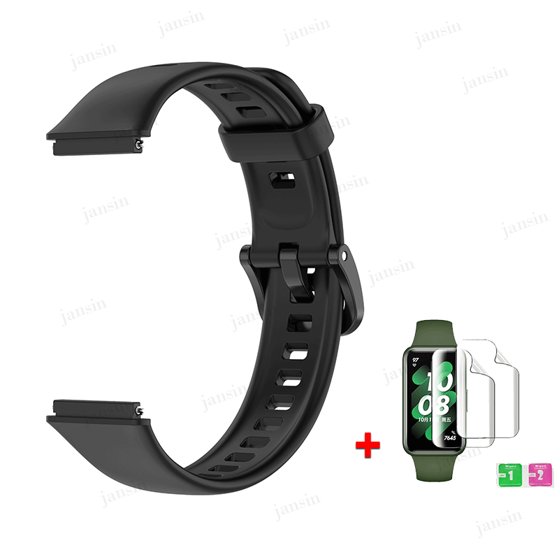 Dây đeo silicon cho Huawei Band 9 8 7 Dây đeo có màng bảo vệ màn hình Dây đeo thay thế cho dây đeo H