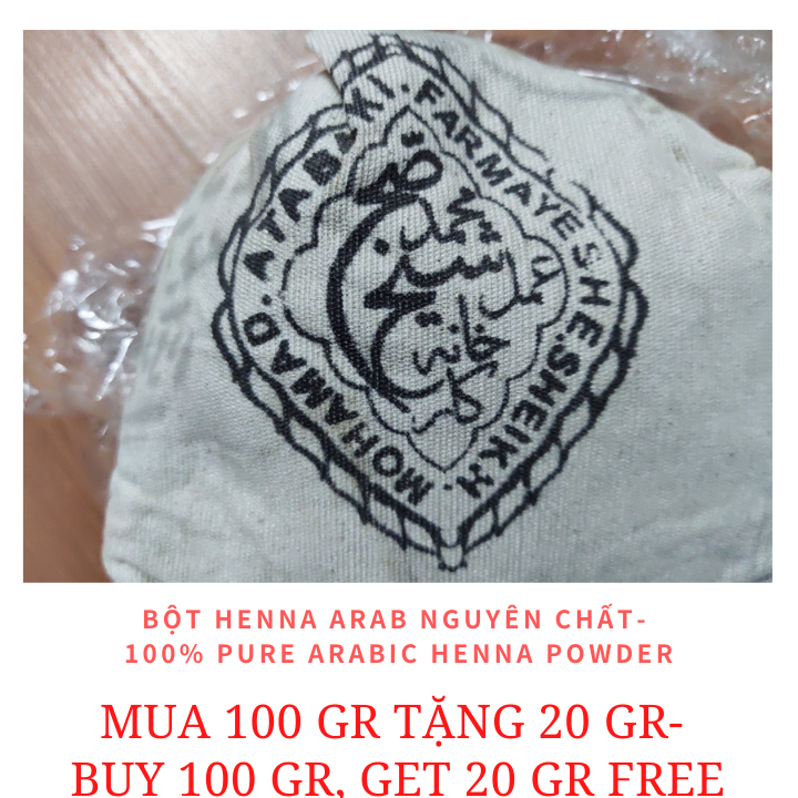 [Mua 100 Gr Tặng 20 Gr] 100 Gr Bột Henna Arab Nguyên Chất - Bột Lá Móng Nhuộm Tóc Màu Nâu Hoàn Toàn Tự Nhiên Nguyên Chất - 100% Pure Arabic Henna Powder