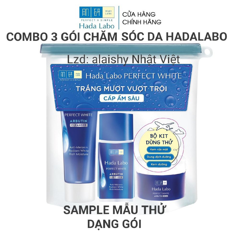 Combo 10 Sét Bộ Dưỡng Trắng Da Hada Labo Dạng Gói : Kem Dưỡng Trắng Da Hadalabo + Sữa Rửa Mặt Hadalabo + Dung Dịch Hadalabo - Combo Bộ Hadalabo