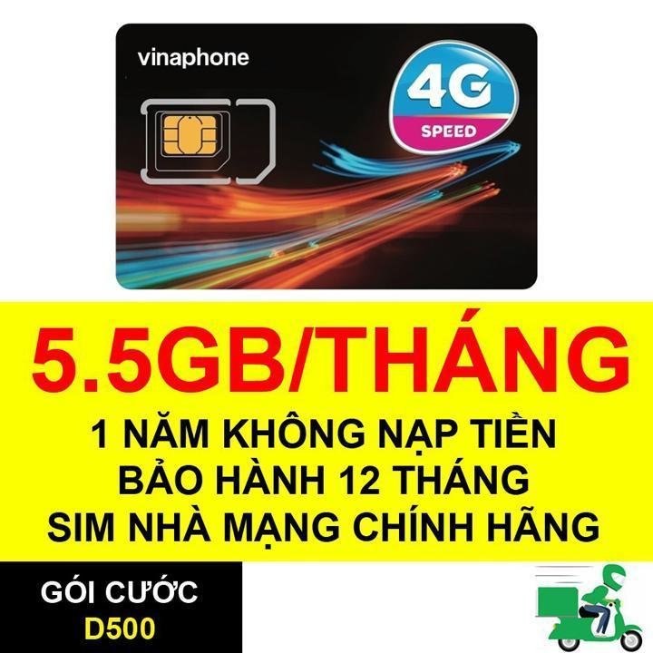 SIM 4G VINAPHONE D500 D219 TRỌN GÓI 1 NĂM - VÀO MẠNG CỰC ĐÃ XÀI THẢ GA KHÔNG LO PHÍ HÀNG THÁNG - FRE