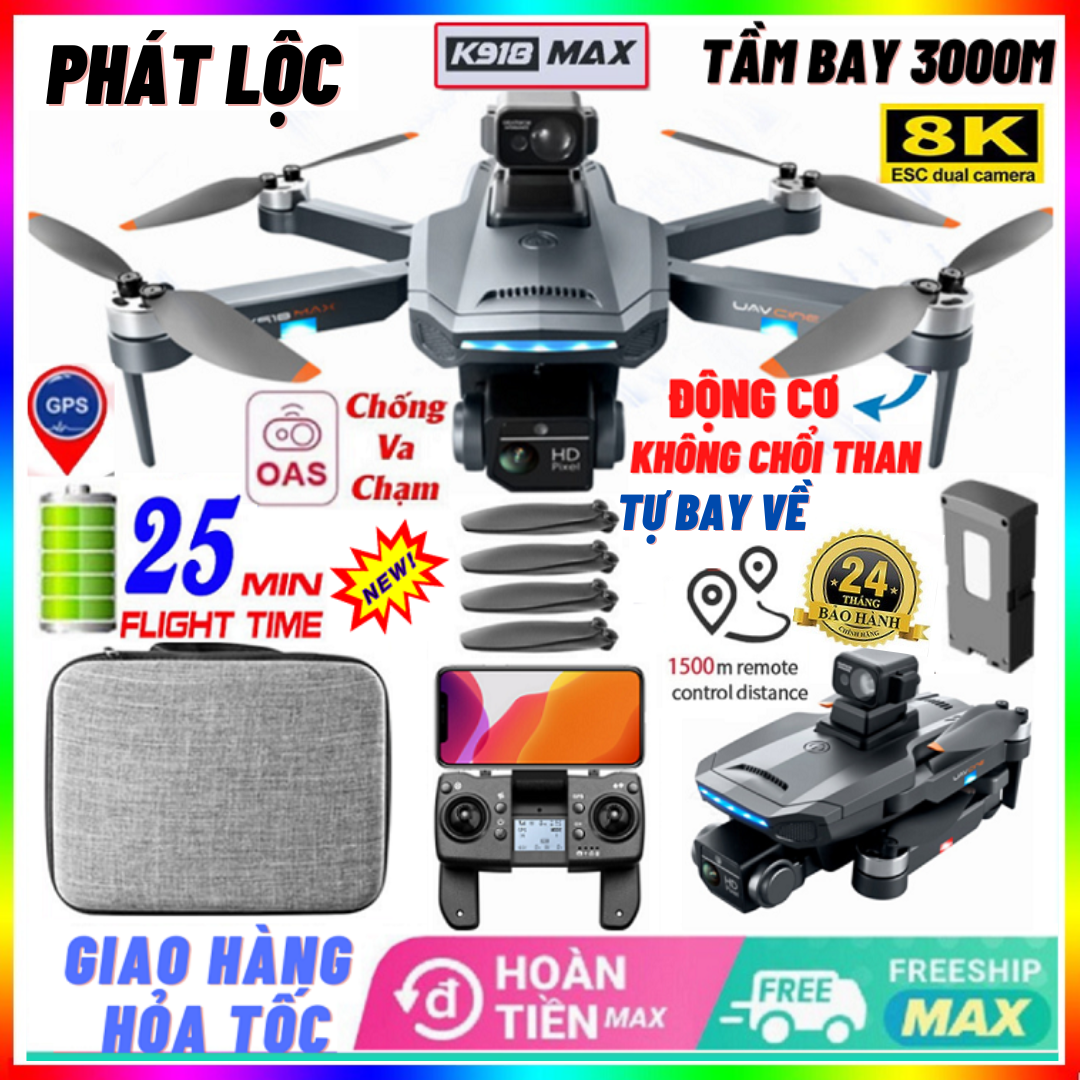 Fly cam giá rẻ K918 Max G.P.S - Máy Bay Điều Khiển Từ Xa 4 Cánh - Flaycam - Máy Bay Flycam - Lai Cam Điều Khiển Từ Xa - Playcam - Fly camera 4k - Play camera chất hơn s91 sjrc f11s 4k pro mavic 3 pro drone p8 k101 max