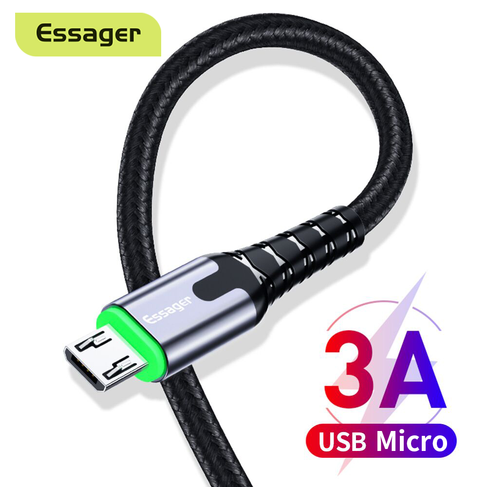 Essager Cáp sạc nhanh có đèn LED Micro USB dành cho điện thoại  HTC Samsung Toshiba Panasonic Blackb