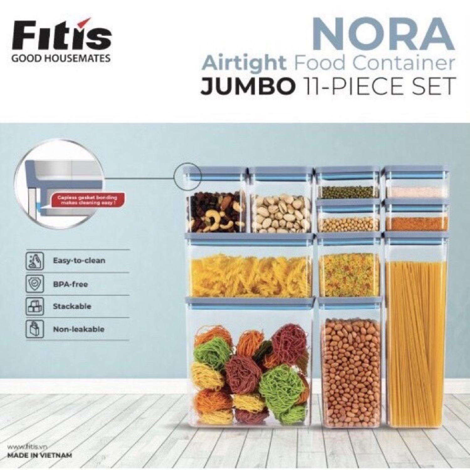 Bộ 11 hộp đựng thực phẩm Fitis NORA JUMBO SET FS-04E1