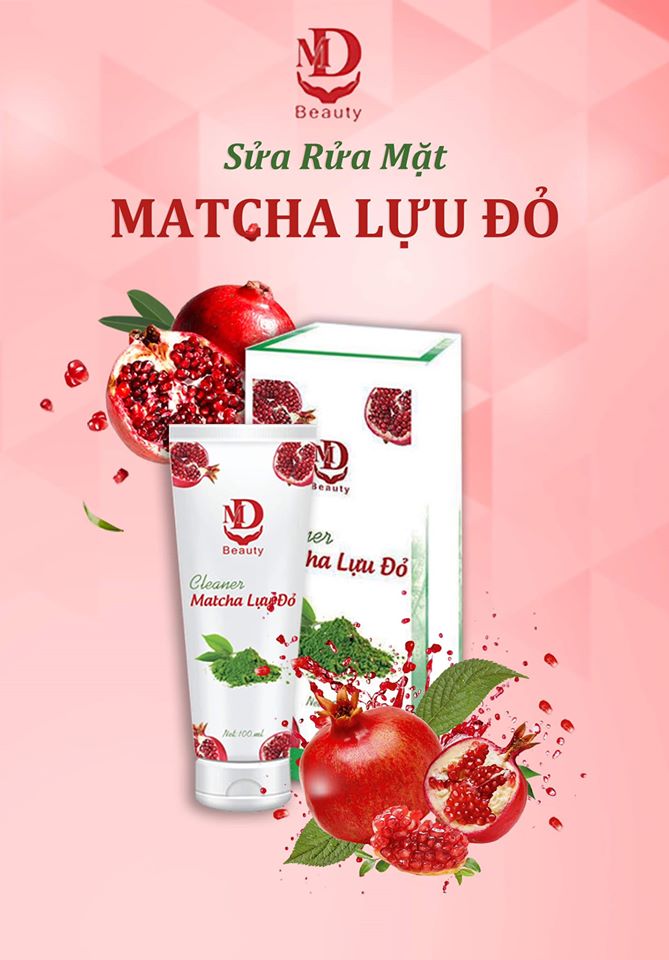 [Hcm]Sửa Rửa Mặt Matcha Lựu Đỏ Md Beauty Chính Hãng