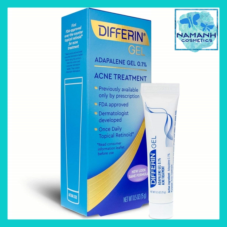 Kem mụn Differin Adapalene Gel 0.1% Acne Treatment 15g