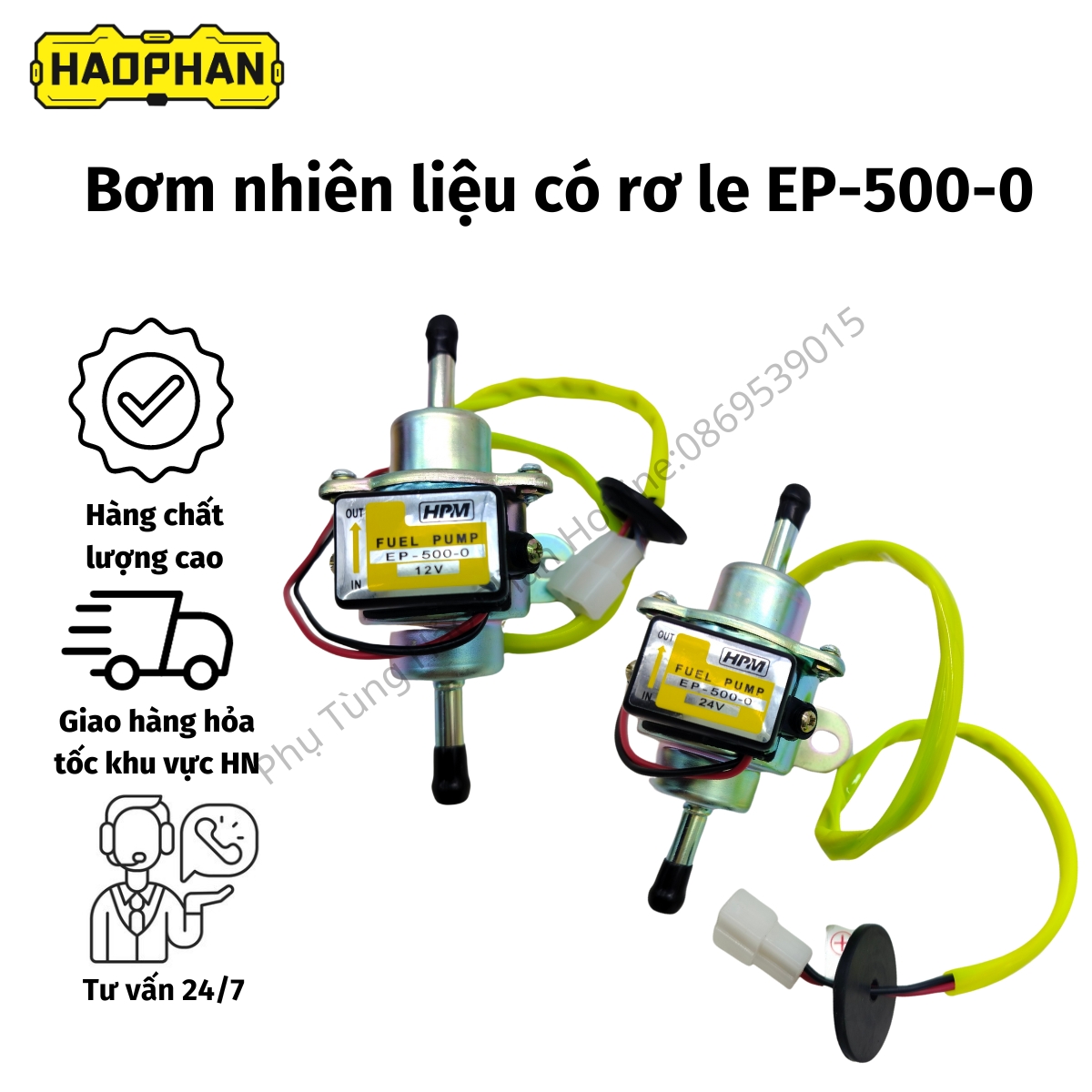 Bơm nhiên liệu bơm dầu Bơm dầu Diesel bơm xăng có rơ le EP-500-0 12V/24V HPM hàng chính hãng - phutu